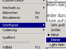 Schriftgrad verändern